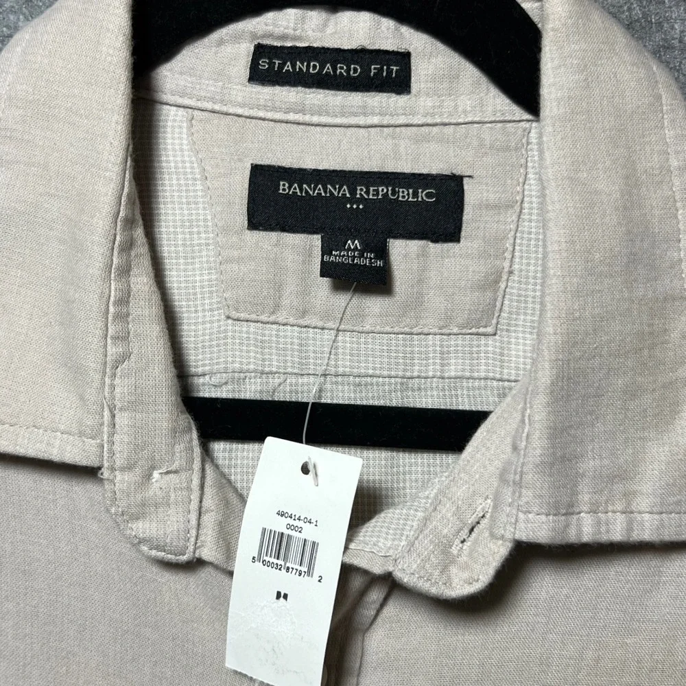 Banana Republic Mens‎ Standard Fit Cotton Button Up Shirt Beige M